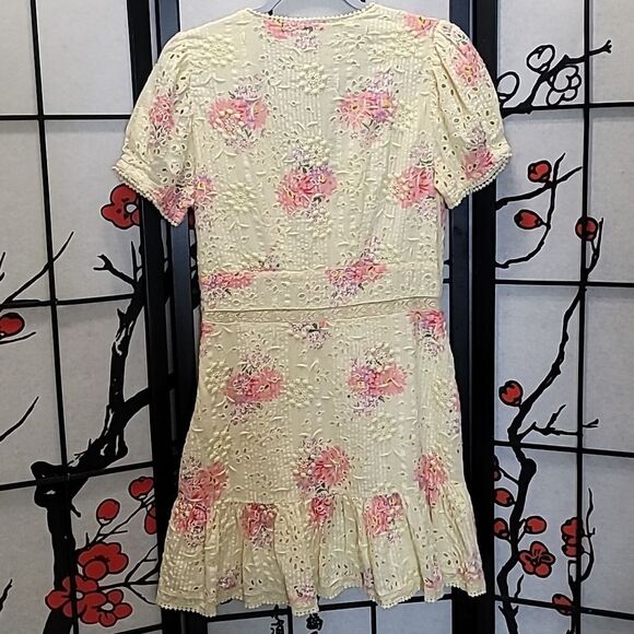 LoveShackFancy Bea Embroidered Eyelet Mini Dress Size 8 - Picture 7 of 11
